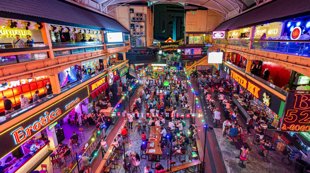inside view of nana plaza in Bangkok
